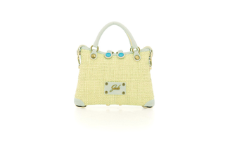 Thamara Xs  Gold Linen/leather Sage Grn Shopper