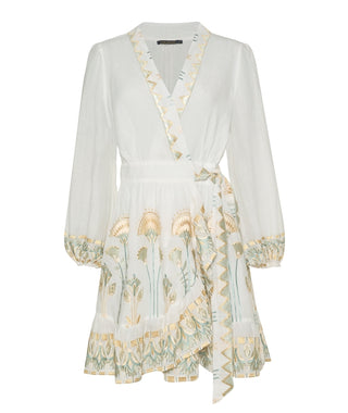 Mini Papyrus White/multi min Wrap L/s Dress