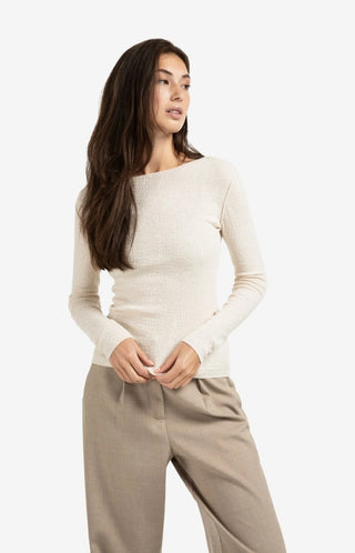Chalk White Light Structured Knitted Top