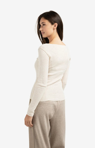 Chalk White Light Structured Knitted Top