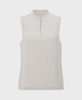Sleeeveless Off White Top w Ruffled Co