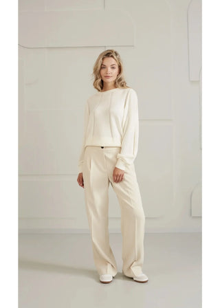 YAYA Woven Sum Sand Wide Leg Trousers W Pleat