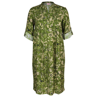 Thrisha Green Leaf Pleat Cocoon Dress