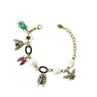 Multi Bug Charm Pearl Bracelet