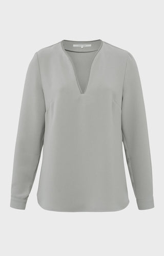 Woven paloma grey top w pu datail